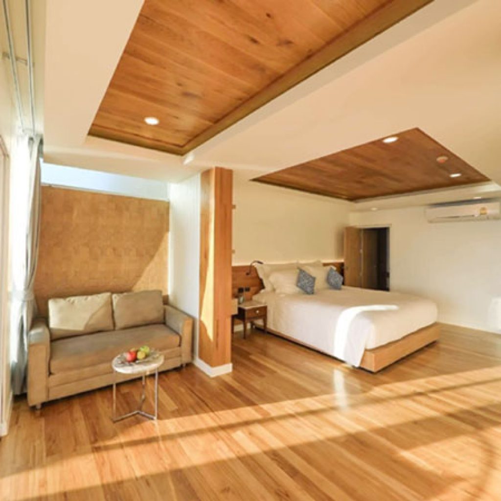 Oak wood flooring in the bedroom