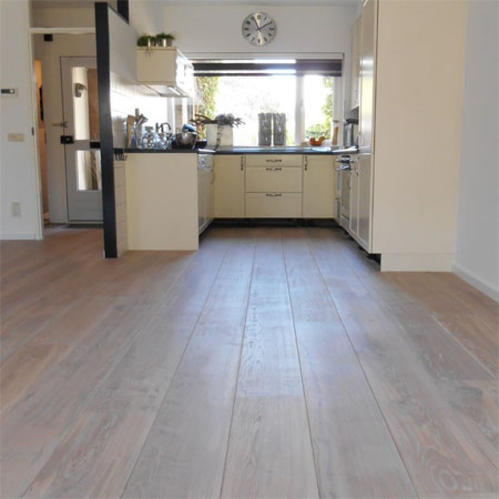 Smoked oak flooring in the kitchen