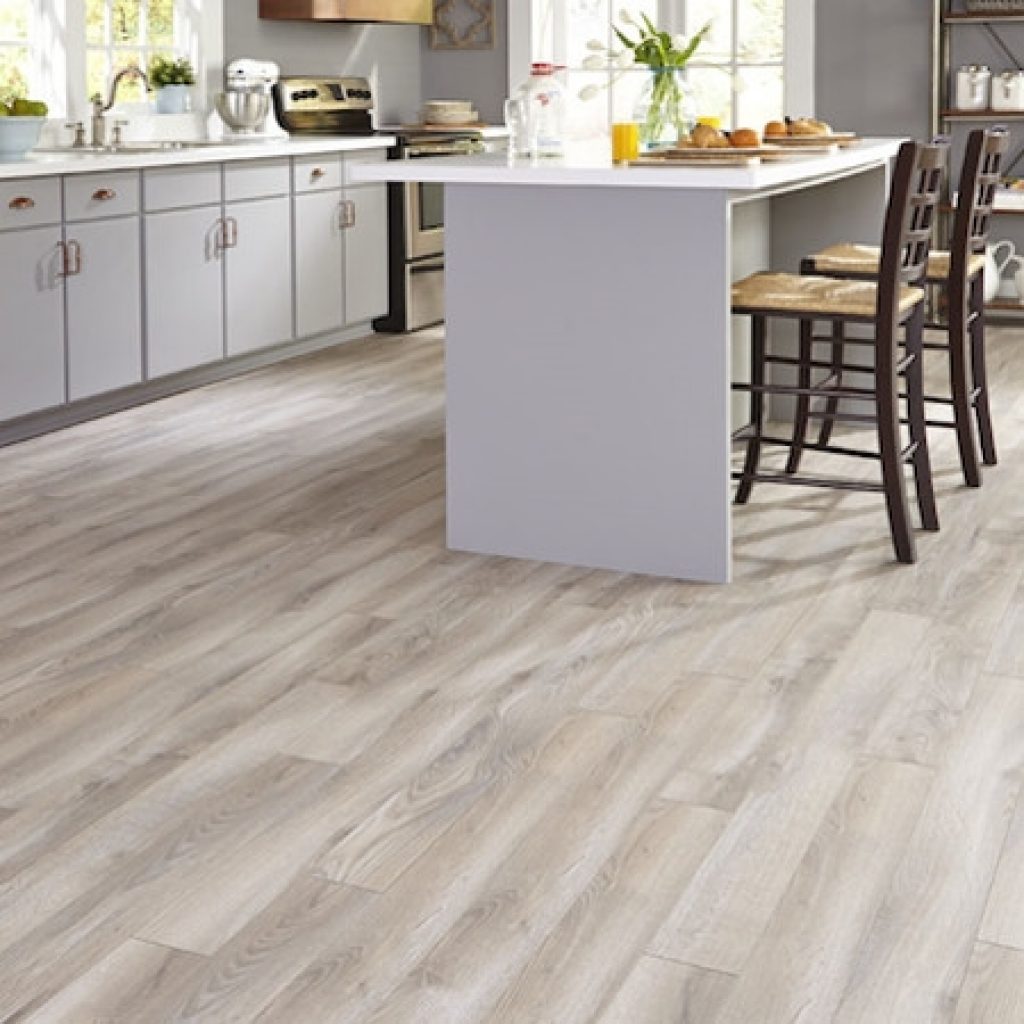 Kitchen, white ash flooring